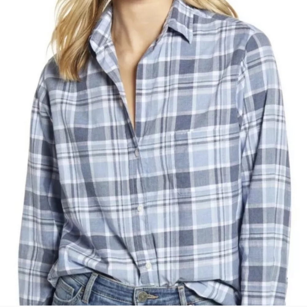 Anthropologie Grayson The Hero Plaid Button Down Shirt In Owen Blue